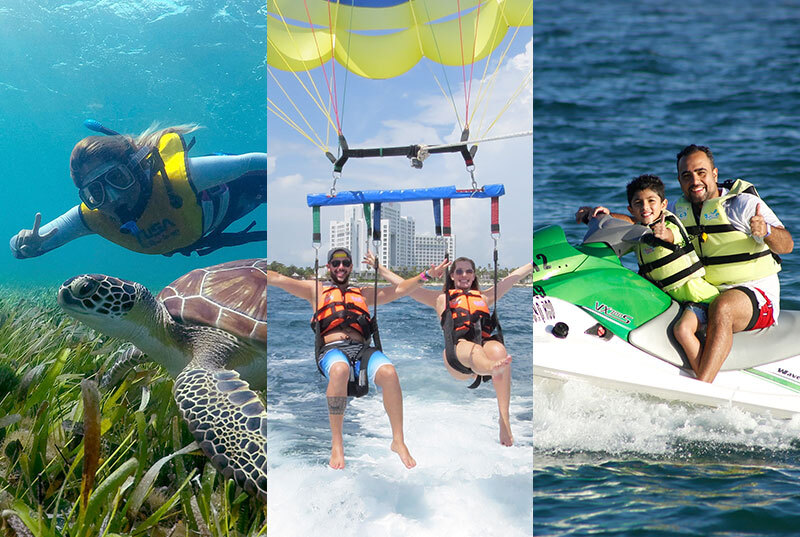 Paquete Tour Cancún: Snorkeling, Parasailing, Jet Ski con transporte